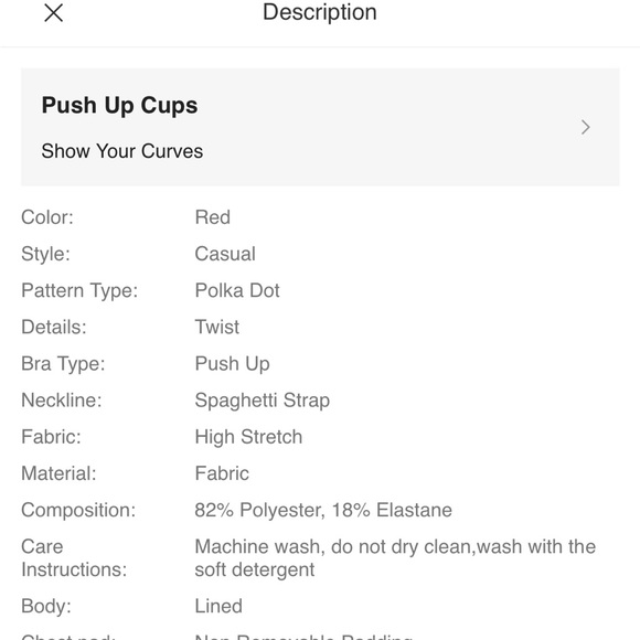 Red/white Polkadot PUSHUP Bikini top 36 C/D Large New! - Picture 6 of 6